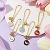 Flat Round with Butterfly Alloy Enamel Pendant Decorations HJEW-JM01519-2
