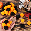100Pcs 2 Colors Halloween DIY Doll Craft Pom Pom Yarn Pom Pom Balls AJEW-SC0003-18-3