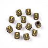 Plating Acrylic Beads OACR-N140-01G-Y-1