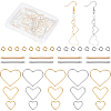 CREATCABIN 80Pcs 8 Style Brass Heart Linking Rings & Bar Links Connectors DIY-CN0002-09-1