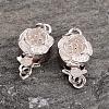 Platinum Plated Sterling Silver Flower Box Clasps STER-K014-H693-P-2