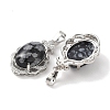 Natural Snowflake Obsidian Oval Pendants G-NH0025-15P-19-2