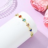 Adjustable Brass Glass Heart Link Chain Slider Bracelets for Women BJEW-JB14162-3