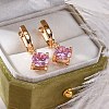 Brass Micro Pave Cubic Zirconia Leverback Earrings EJEW-K300-19G-2