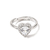 Brass Micro Pave Clear Cubic Zirconia Cuff Open Rings CU-CBA5C10-01P-4