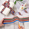 2Rolls 2 Styles Stripe Pattern Printed Polyester Grosgrain Ribbon OCOR-TA0001-37E-5