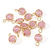 12Pcs Brass & Glass Imitation Cat Eye Round Charms PALLOY-TAC0237-04-3
