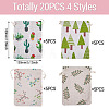 20Pcs 4 Styles Polycotton(Polyester Cotton) Packing Pouches Drawstring Bags ABAG-TA0002-09-4