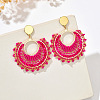 Flat Round 304 Stainless Steel Glass Seed Beads Dangle Stud Earrings FS-WG93AED-01-1
