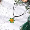 Natural Malaysia Jade Dyed & Glass Snowflake Pendant Necklaces NJEW-JN05054-02-2