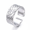 Non-Tarnish 304 Stainless Steel Textured Open Cuff Ring RJEW-T023-38P-3