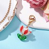 Flower Glass Seed Beaded Pendant Decorations HJEW-MZ00163-04-2