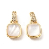Brass Micro Pave Cubic Zirconia with Natural Shell Charms KK-G533-15G-1