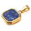 Ion Plating(IP) 304 Stainless Steel Pave Natural Lapis Lazuli Pendants STAS-Z113-01G-01-2