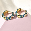 Flower Brass Enamel Hoop Earrings EJEW-R018-06G-1