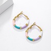 Golden 304 Stainless Steel Hoop Earrings with Enamel SQ2543-1-2