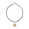 Flower Glass Seed Beads Pendant Necklaces NJEW-MZ00047-01-4