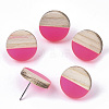 Transparent Resin & Wood Stud Earrings EJEW-N017-003A-D05-1