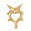 304 Stainless Steel Bat Wings Heart Links Connector Charms STAS-S186-13G-1