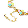 Colorful Enamel Windwill & Cubic Zirconia Link Chain Bracelet BJEW-P288-12G-4