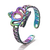 Rainbow Color Ion Plating(IP) 304 Stainless Steel Open Cuff Ring Findigns RJEW-A005-14-2