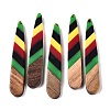 Jamaican Colour Epoxy Resin & Walnut Wood Pendants RESI-N039-122F-1