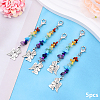 5Pcs Natural Magnesite & Amethyst & Green Aventurine & Red Aventurine & Red Jasper & Lapis Lazuli & Citrine Pendants Decorations HJEW-YW00074-04-1