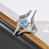Brass Micro Pave Cubic Zirconia Cuff Open Rings for Women RJEW-L343-09P-02-3