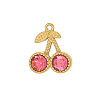 304 Stainless Steel Pave Pink Cubic Zirconia Charms CU-OY001-42G-1