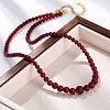 Natural Rhodochrosite & Shell Pearl Round Graduated Beaded Necklaces NJEW-U026-25G-2