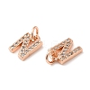 Brass Micro Pave Grade AAA Cubic Zirconia Charms ZIRC-P067-11RG-N-NR-3