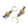 3 Pairs Natural Lava Rock & Natural Howlite & Natural Lapis Lazuli Beaded Hoop Earrings EJEW-JE06177-5