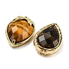 Natural Tiger Eye Faceted Pendants G-M431-06G-11-2