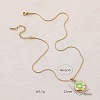 304 Stainless Steel Enamel with Imitation Pearl Flower Pendant Necklaces for Women DU2502-5