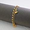 Vintage Beach Brass Butterfly Tassel Double Layer Chain Anklets for Women OZ0830-2