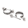 Braided 316 Surgical Stainless Steel Shield Barbell Hoop Earrings EJEW-Z050-58C-AS-2