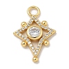 Rack Plating Brass Micro Pave Clear Cubic Zirconia Pendants KK-L224-008G-1