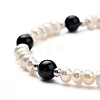 Natural Black Agate Beaded Bracelets BJEW-JB05313-05-2