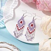 Natural Amethyst Rhombus Dangle Earrings EJEW-MZ00567-05-1
