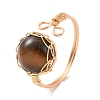 Natural Mixed Gemstone Half Round Open Cuff Rings RJEW-JR00574-2