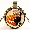 Halloween Theme Kitten Glass Alloy Pendant Necklaces NJEW-N0051-053K-01-1