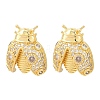 Brass Micro Pave Clear Cubic Zirconia Stud Earrings EJEW-F400-03A-G-2