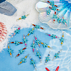 24Pcs 4 Colors Summer Beach Dyed Synthetic Turquoise Starfish & Natural Mixed Stone Faceted Round Beaded Connector Charms PALLOY-FH00160-4