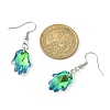 Hamsa Hand Glass Dangle Earrings EJEW-JE05326-4