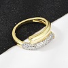 Brass Micro Pave Cubic Zirconia Open Cuff Ring for Women RJEW-F177-03GP-03-4