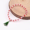 Christmas Tree Glass Beaded Charm Bracelets BJEW-JB02312-1