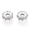 Rhodium Plated 925 Sterling Silver Micro Pave Clear Cubic Zirconia Spacer Beads STER-T007-15P-2
