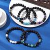 Natural Weathered Agate Stretch Bracelets BJEW-JB11101-2