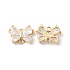 Brass Pave Clear Cubic Zirconia Connector Charms KK-G462-01KCG-1