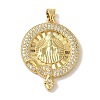Rack Plating Brass Micro Pave Clear Cubic Zirconia Pendants KK-P267-14A-G-1